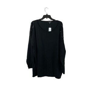 Roz & Ali Women's Onyx Black Cold Shoulder Blouse